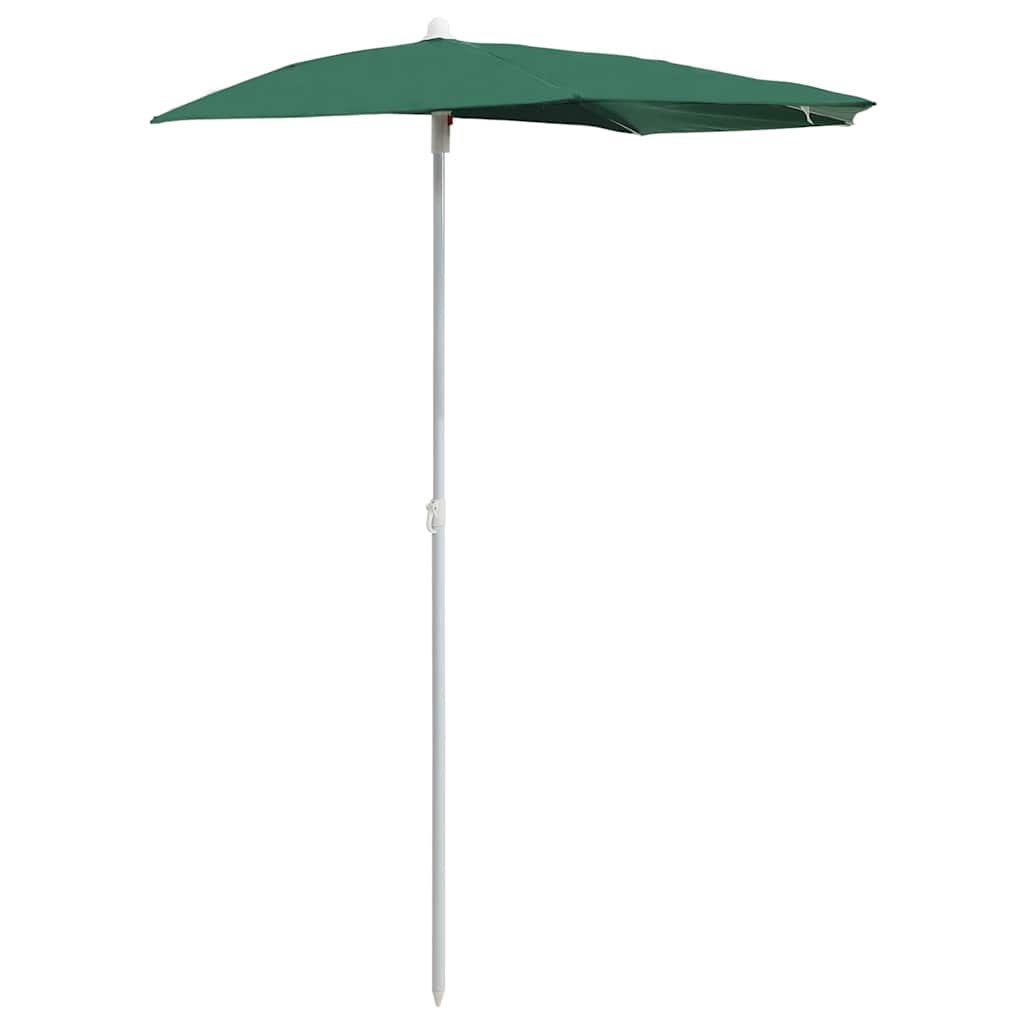 315560 vidaXL Garden Half Parasol with Pole 180x90 cm Green