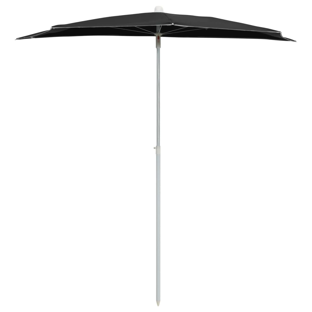 vidaXL Garden Half Parasol with Pole 180x90 cm Black