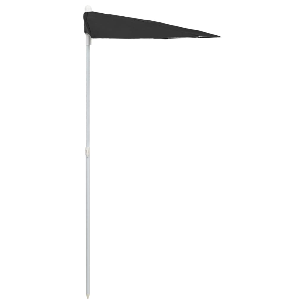 vidaXL Garden Half Parasol with Pole 180x90 cm Black