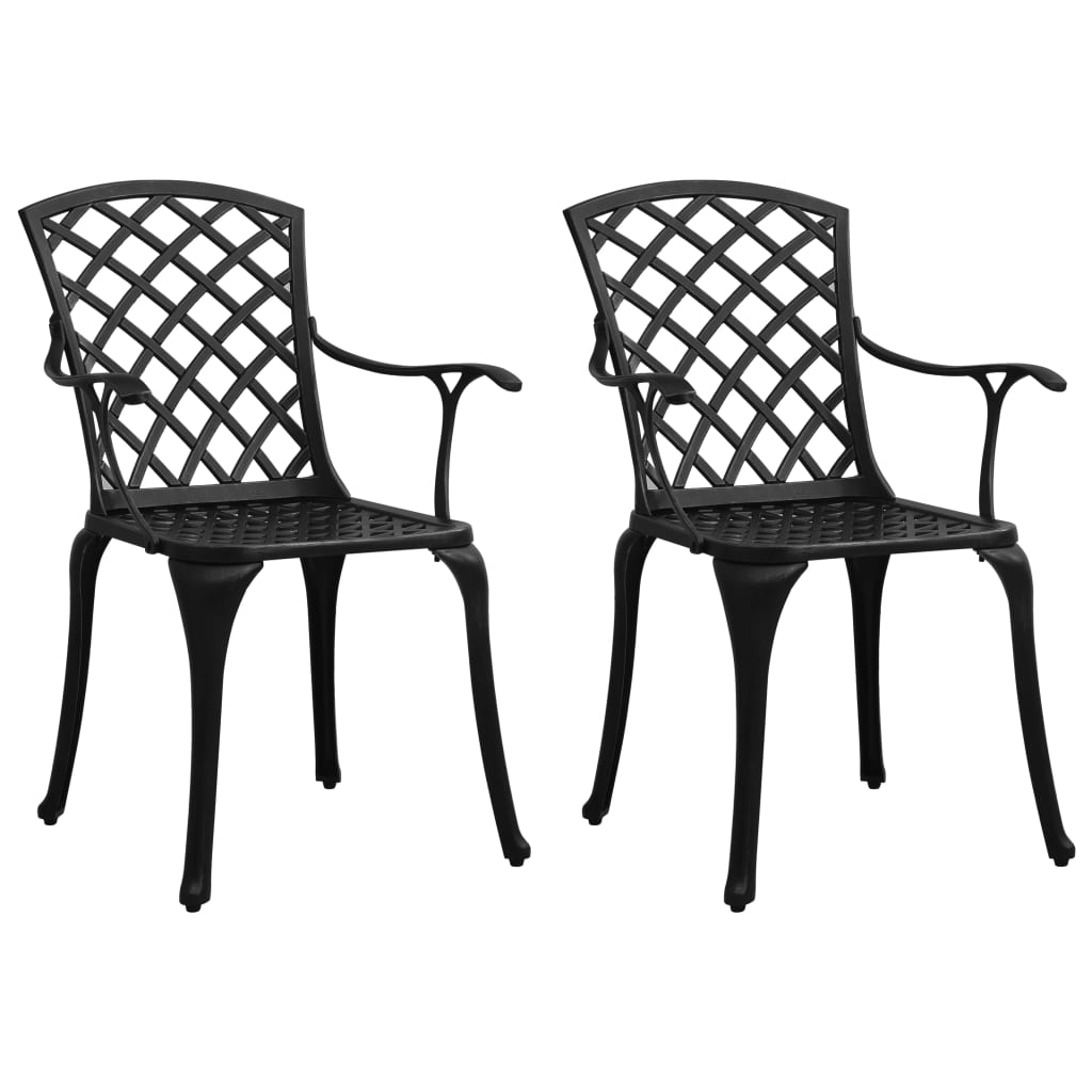 Garden Chair | Set of 2 | Black | Cast Aluminium | Standard | Ergonomic