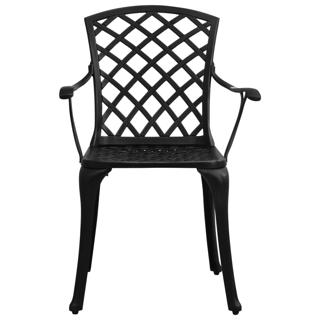 Garden Chair | Set of 2 | Black | Cast Aluminium | Standard | Ergonomic