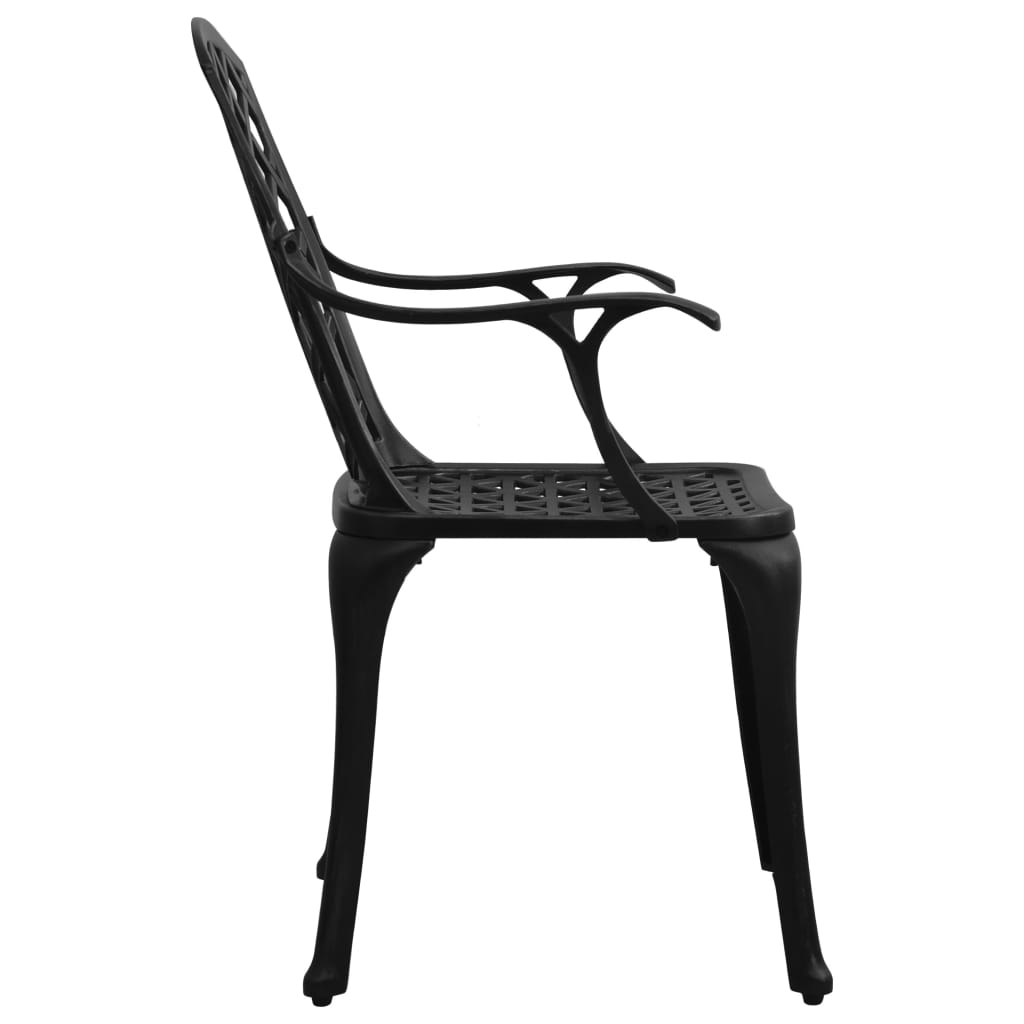 Garden Chair | Set of 2 | Black | Cast Aluminium | Standard | Ergonomic