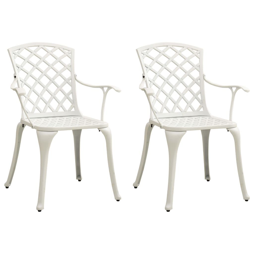 Garden Chair | Set of 2 | White | Cast aluminium | Medium | Durable
