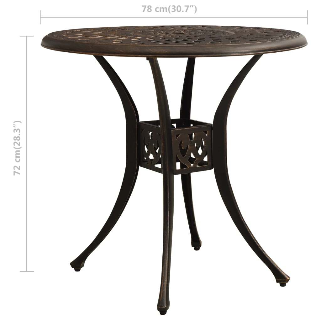 vidaXL Garden Table Bronze 78x78x72 cm Cast Aluminium