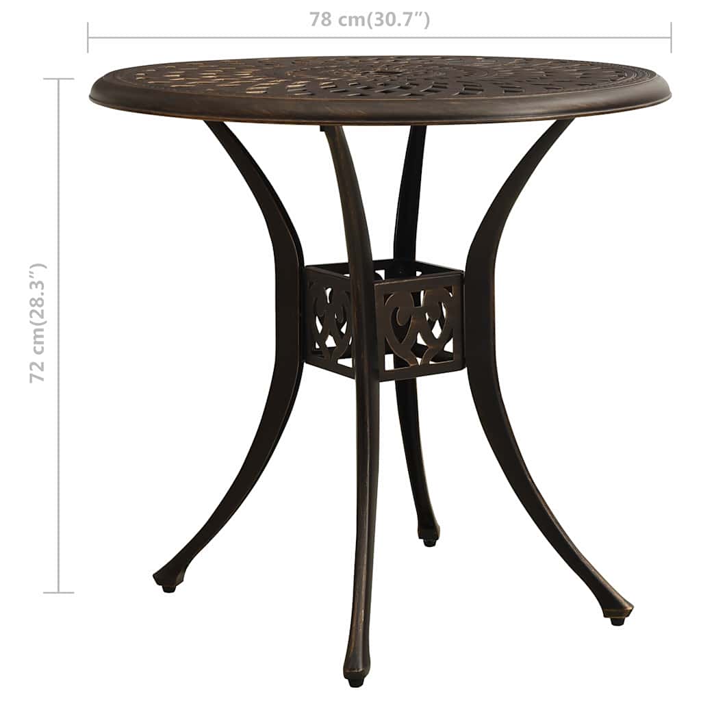315582 vidaXL Garden Table Bronze 78x78x72 cm Cast Aluminium