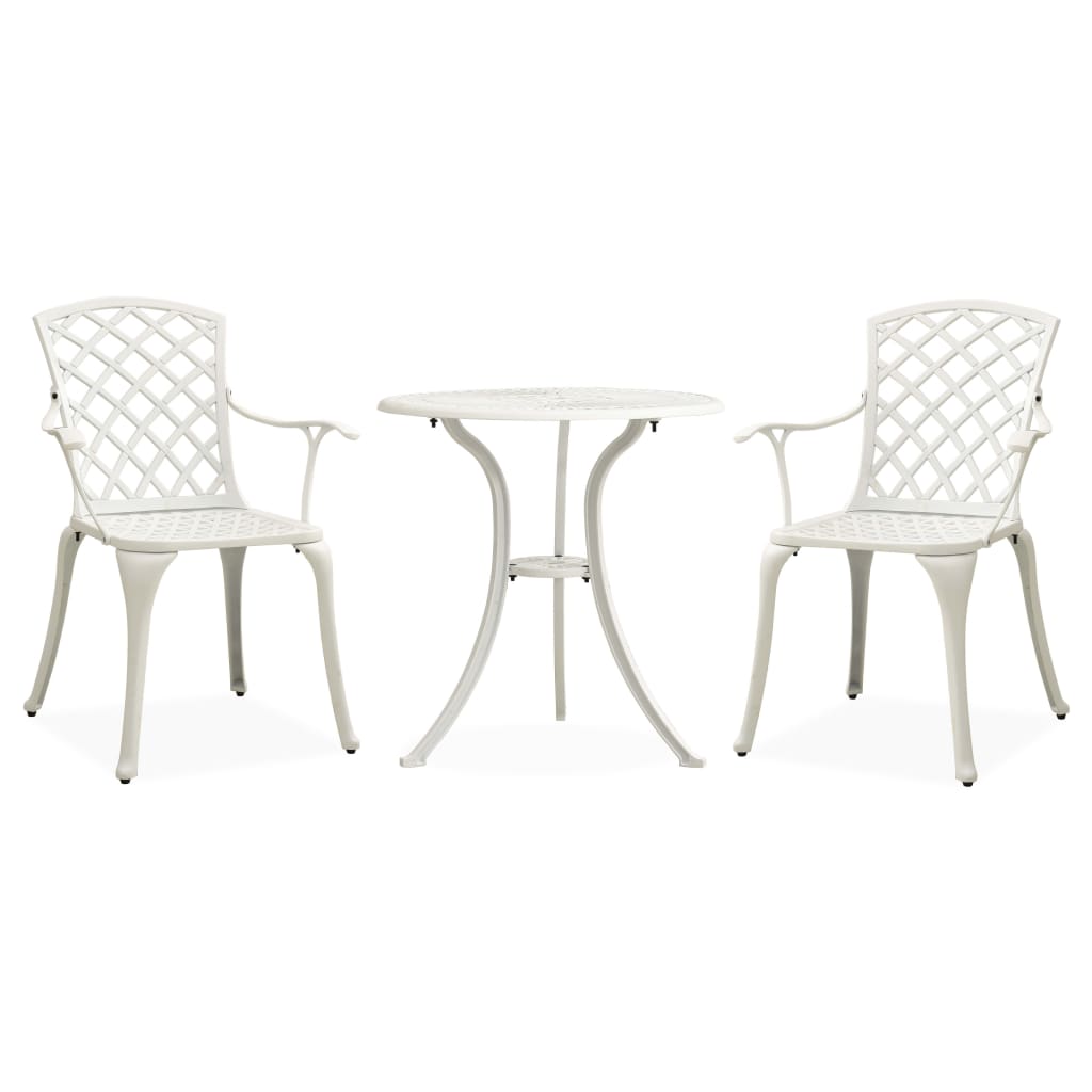 Bistro Set | White | Cast Aluminium | Small | Ergonomic | Bistro Set