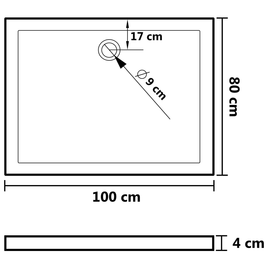 vidaXL Shower Base Tray with Dots White 80x100x4 cm ABS