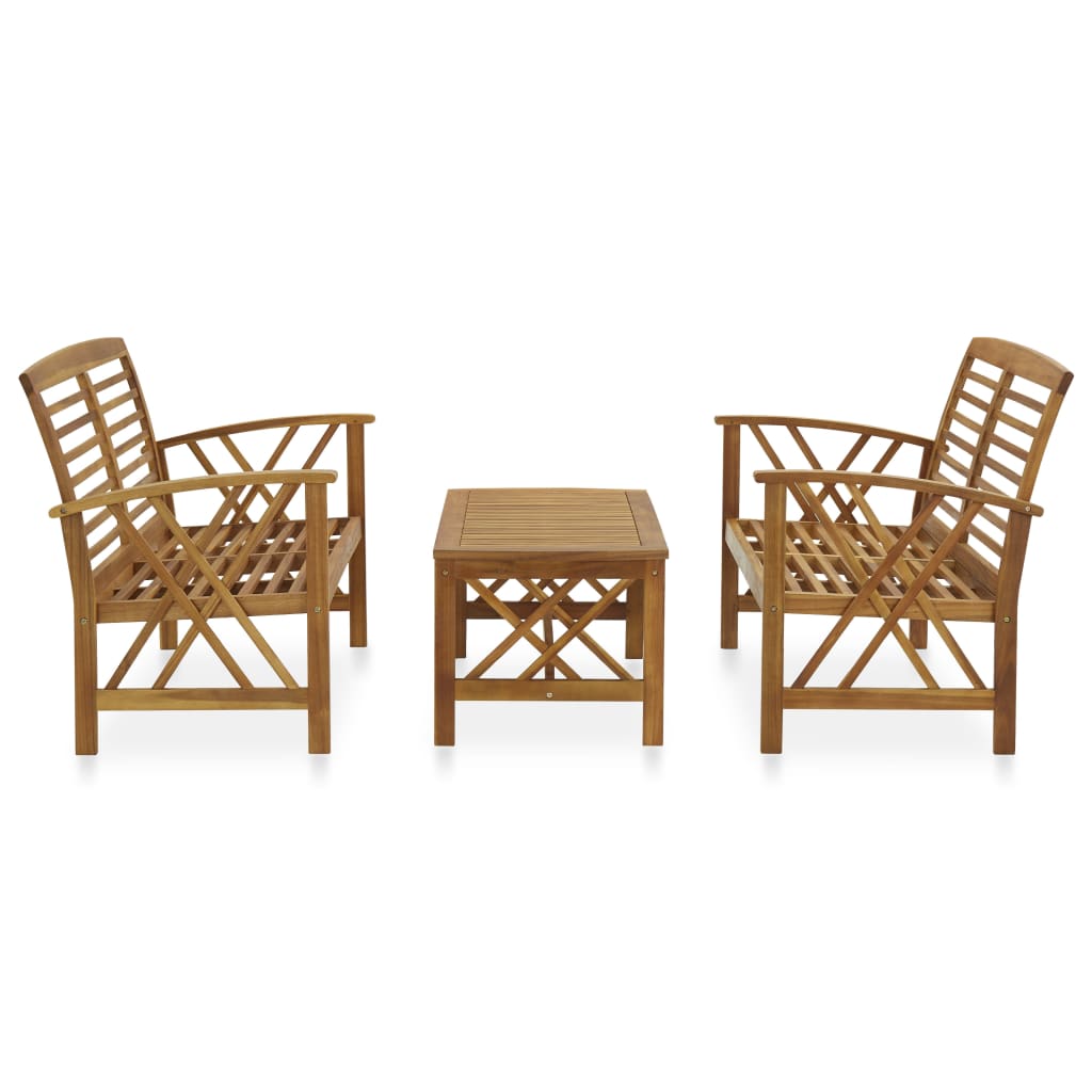 Garden Lounge Set | Natural Wood | Solid Acacia Wood | Medium | Durable