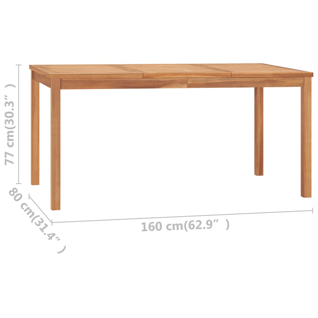 vidaXL Garden Dining Table 160x80x77 cm Solid Teak Wood