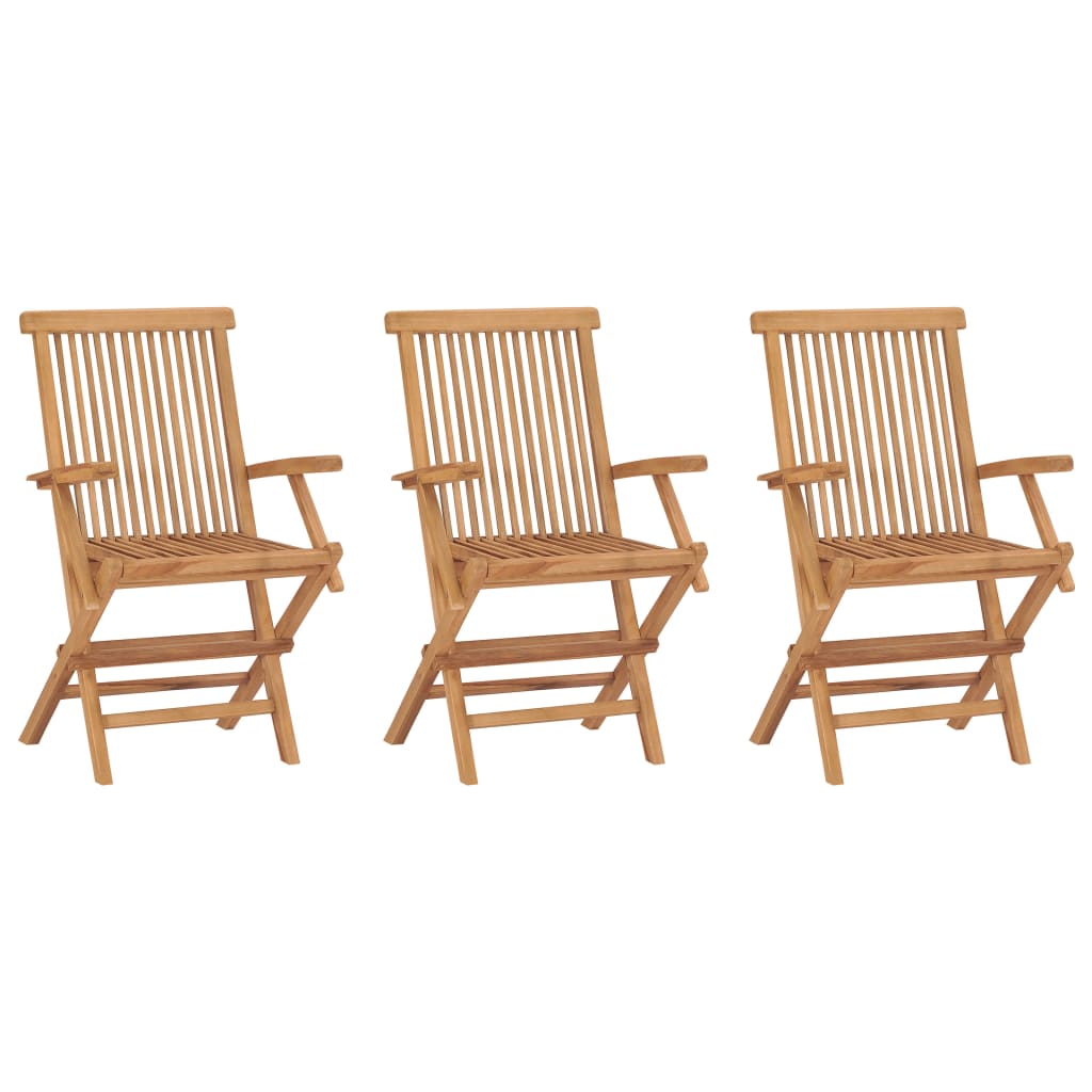 Garden Chair | Set of 3 | Teak Brown | Teak Wood | Medium | Foldable