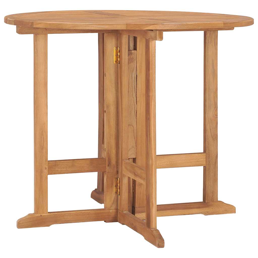 315446 vidaXL Folding Garden Dining Table Ø90x75 cm Solid Teak Wood