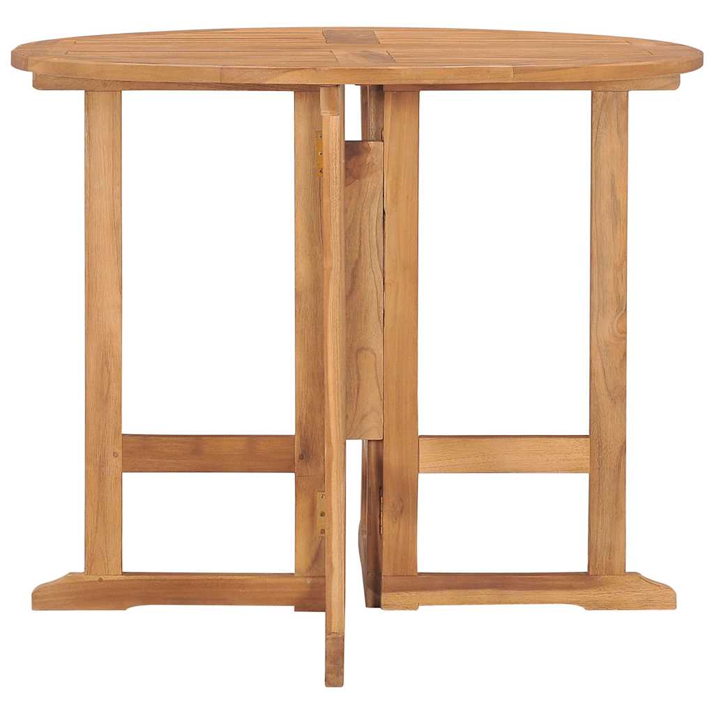 315446 vidaXL Folding Garden Dining Table Ø90x75 cm Solid Teak Wood
