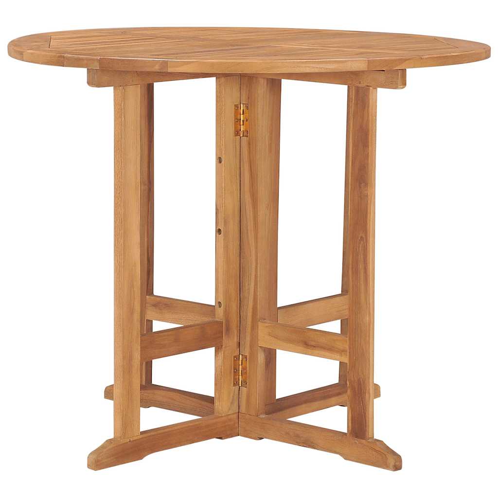 315446 vidaXL Folding Garden Dining Table Ø90x75 cm Solid Teak Wood