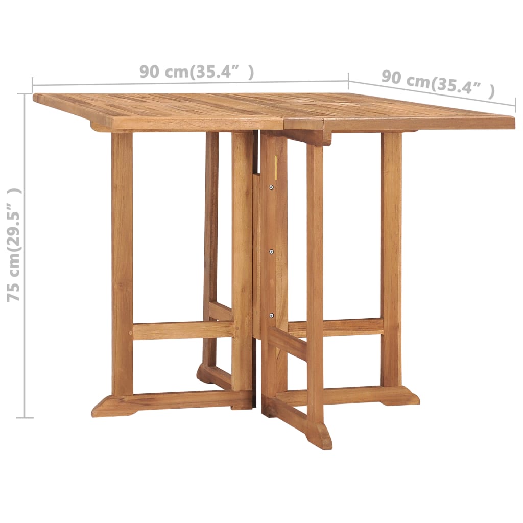 vidaXL Folding Garden Dining Table 90x90x75 cm Solid Teak Wood