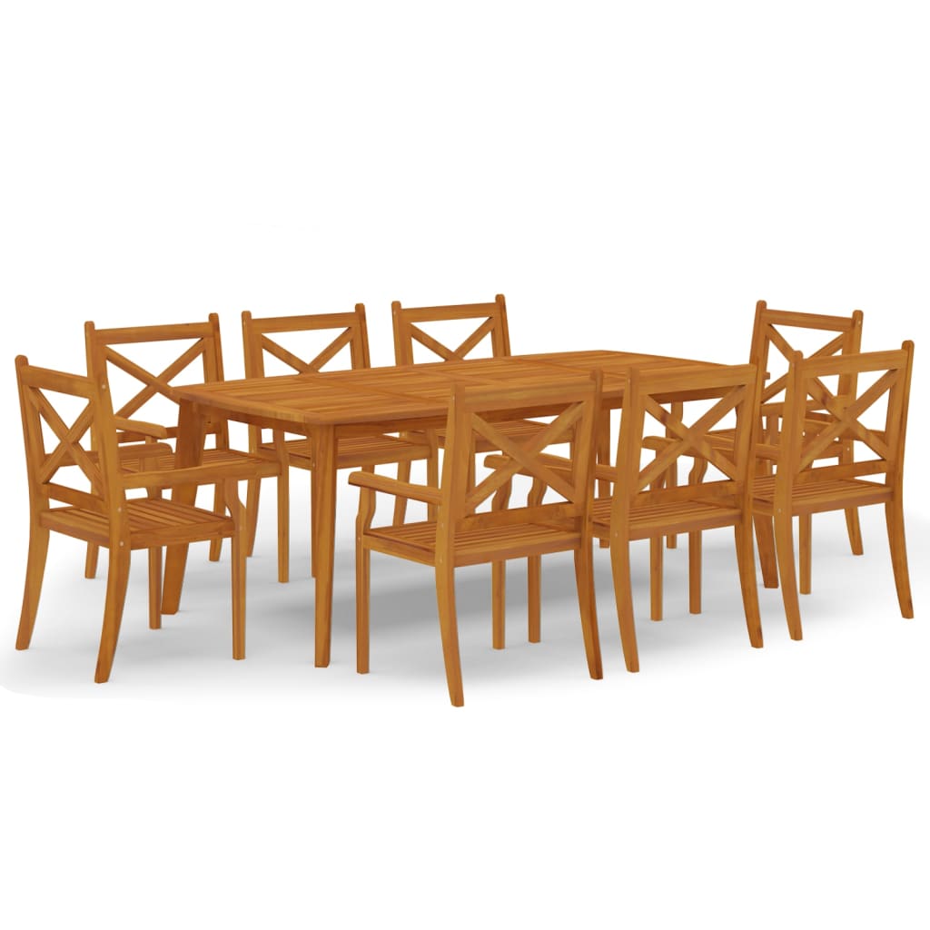 vidaXL 9 Piece Garden Dining Set Solid Wood Acacia