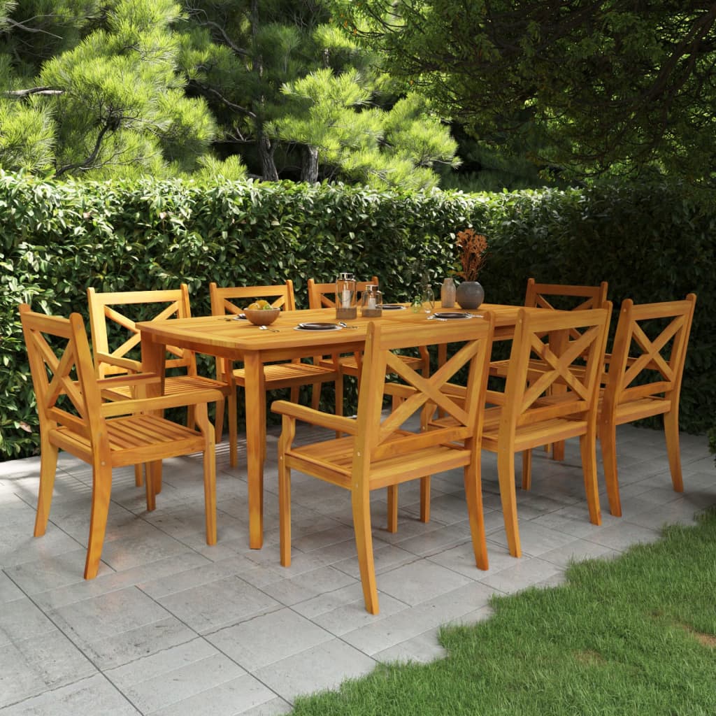 vidaXL 9 Piece Garden Dining Set Solid Wood Acacia