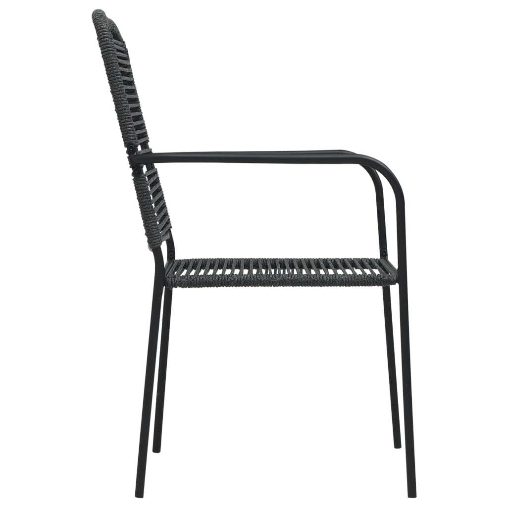 Dining Set | Black | Cotton rope, powder-coated steel, tempered glass
