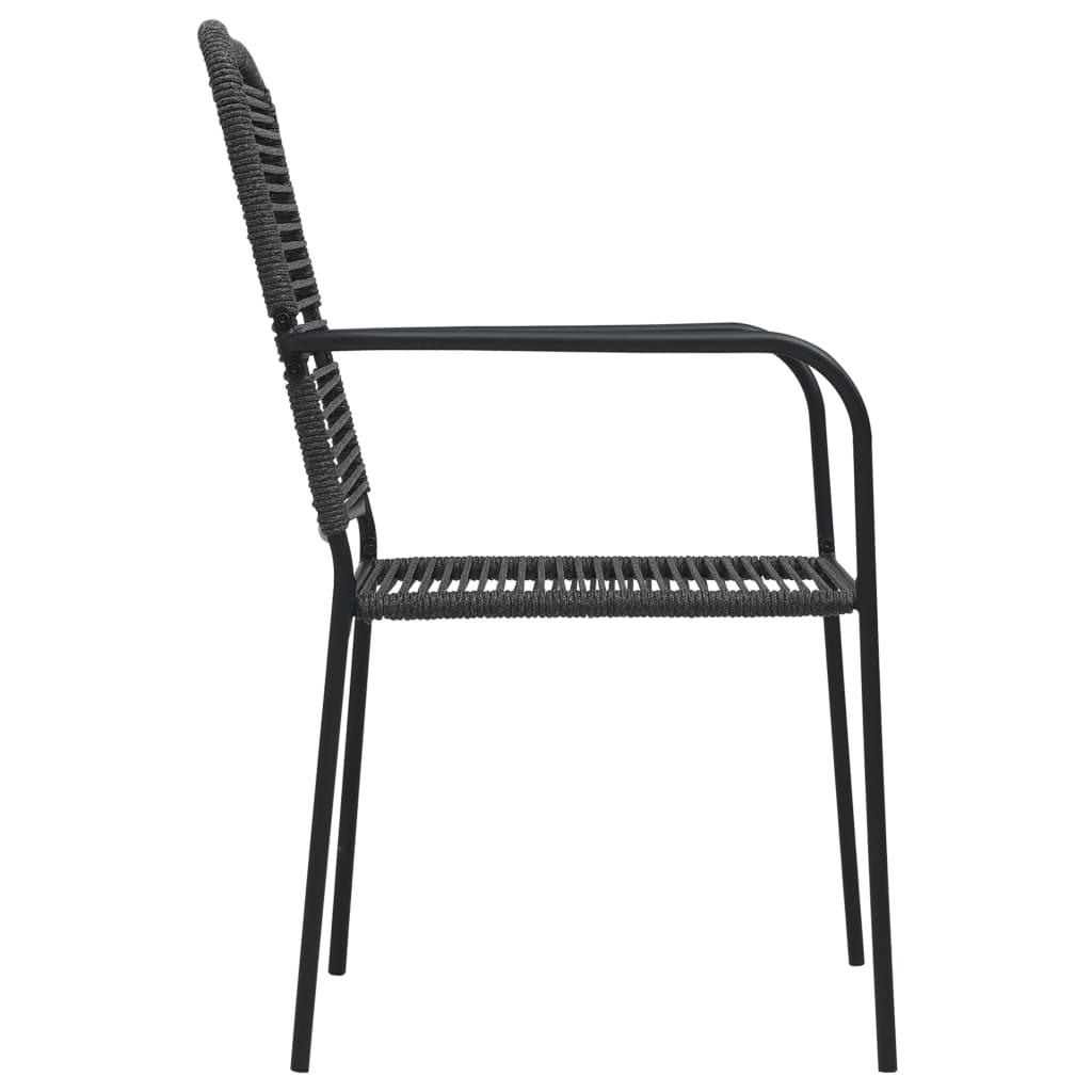 Dining Set | Black | Cotton rope, powder-coated steel, tempered glass