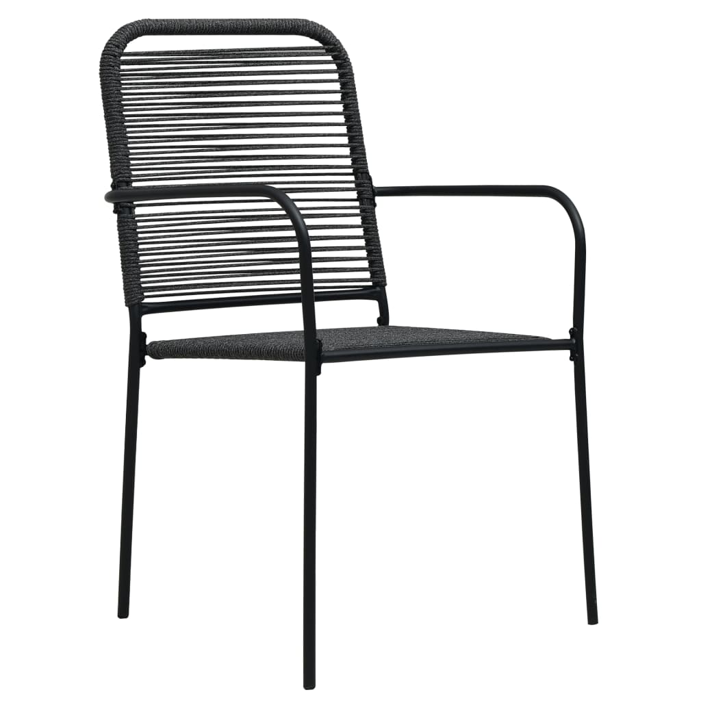 Dining Set | Black | Cotton Rope, Powder-Coated Steel, Tempered Glass