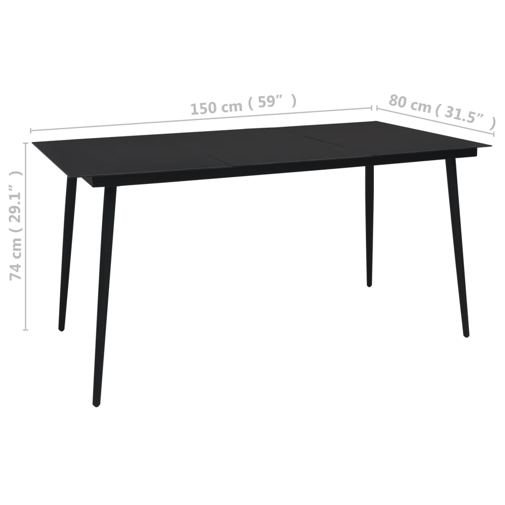 Dining Set | Black | Cotton Rope, Powder-Coated Steel, Tempered Glass