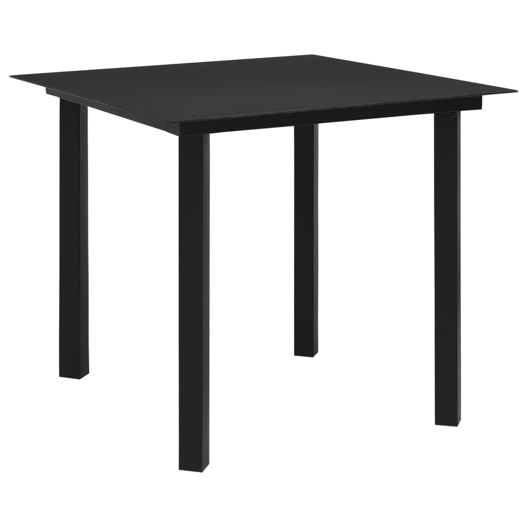 Dining Set | Black | PVC rattan, powder-coated steel, glass | Medium