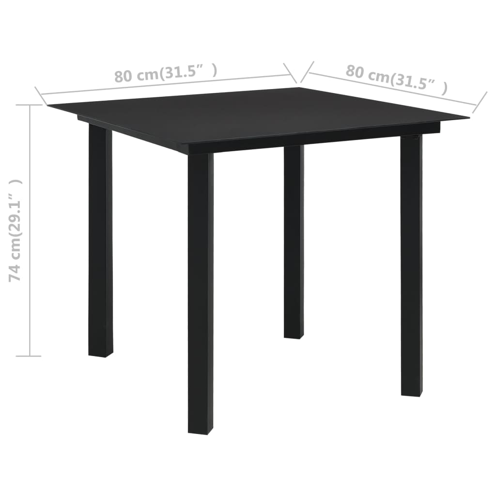 Dining Set | Black | PVC rattan, powder-coated steel, glass | Medium