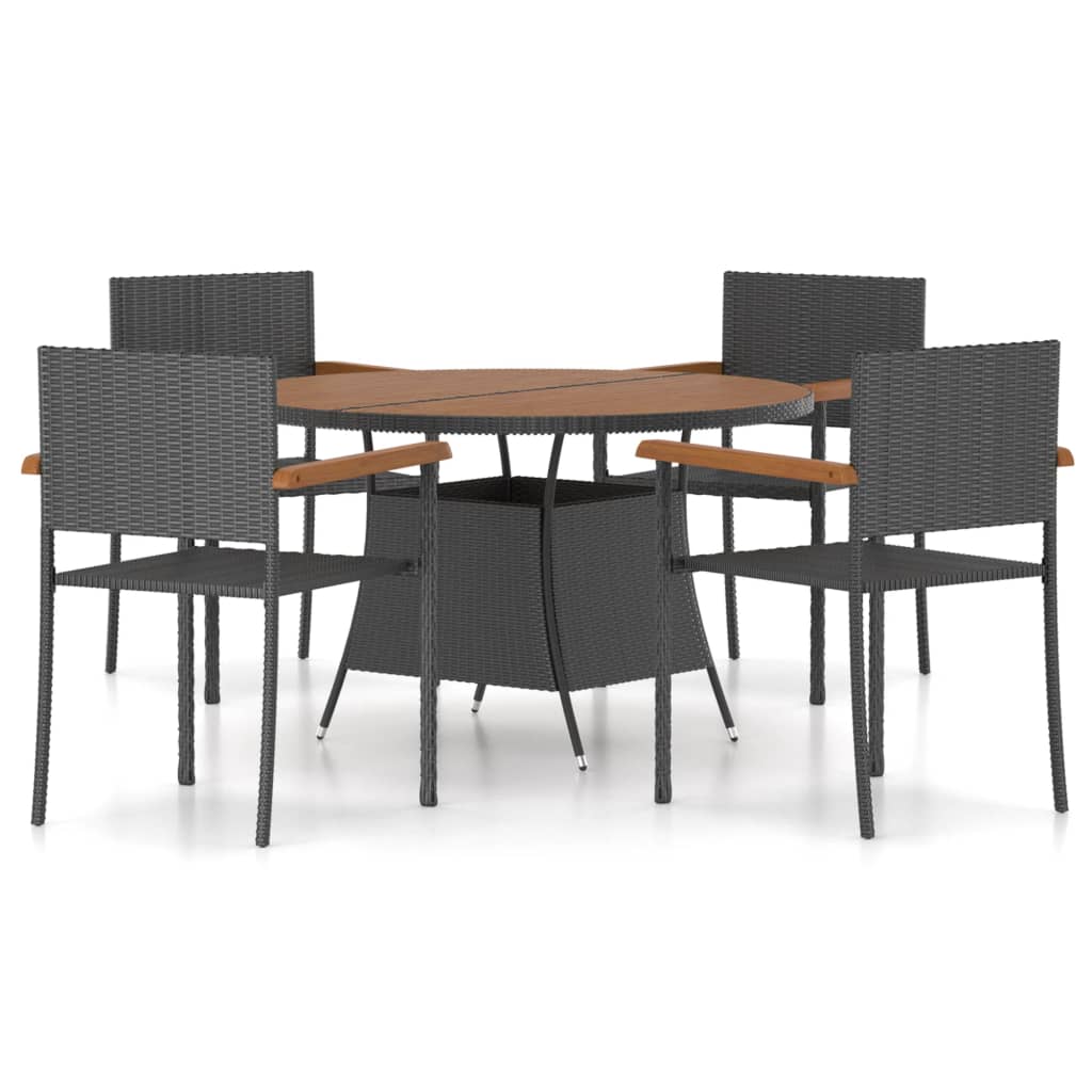 vidaXL 5 Piece Outdoor Dining Set Poly Rattan Black