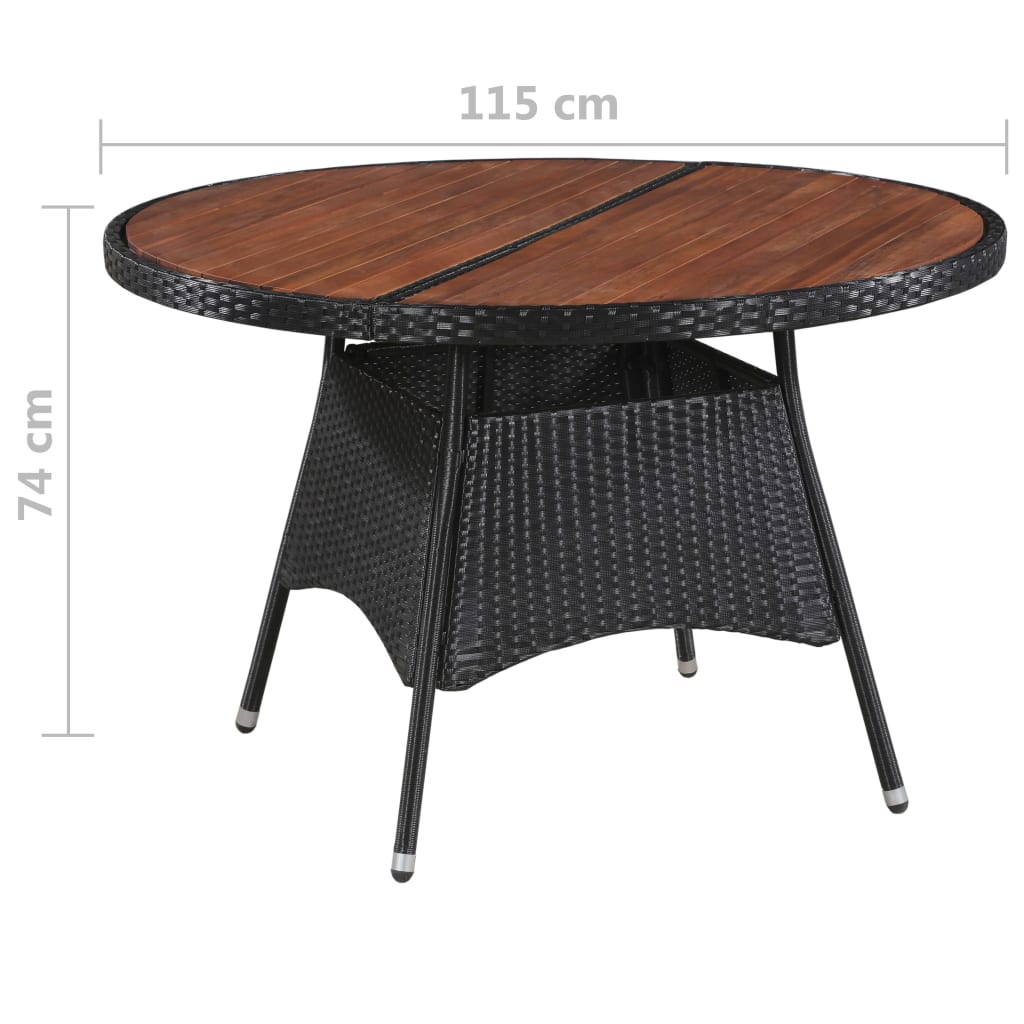 vidaXL 5 Piece Outdoor Dining Set Poly Rattan Black