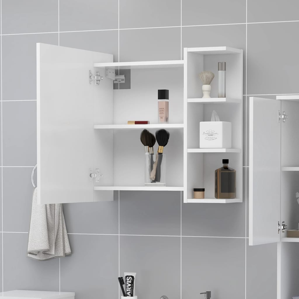 803308 vidaXL Bathroom Mirror Cabinet White 62,5x20,5x64 cm Engineered Wood