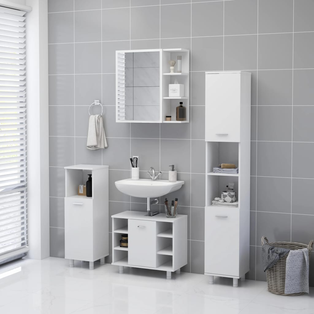 803308 vidaXL Bathroom Mirror Cabinet White 62,5x20,5x64 cm Engineered Wood