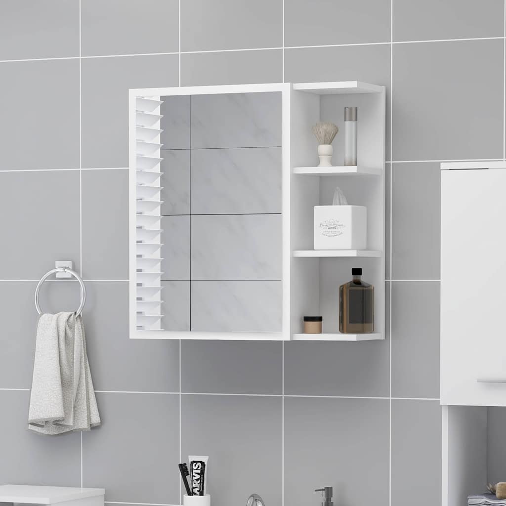 803308 vidaXL Bathroom Mirror Cabinet White 62,5x20,5x64 cm Engineered Wood