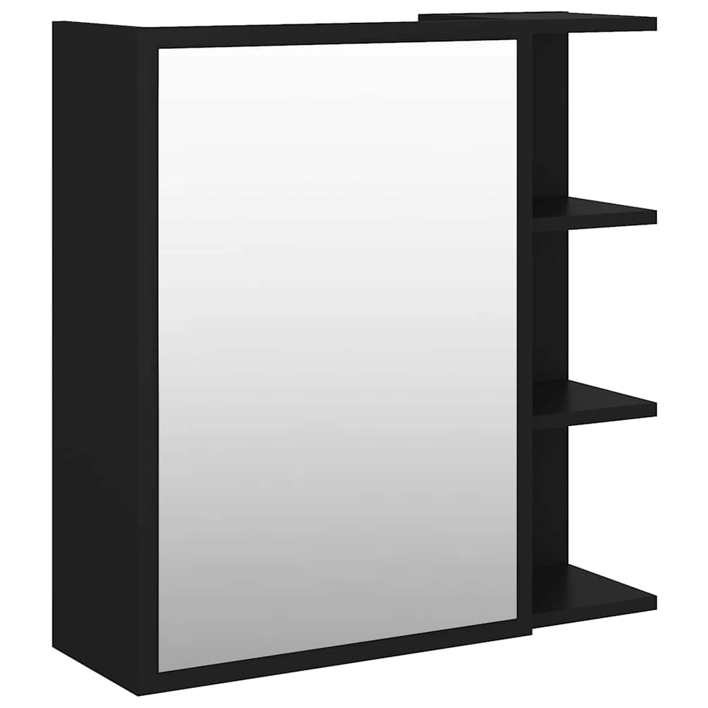 803309 vidaXL Bathroom Mirror Cabinet Black 62,5x20,5x64 cm Engineered Wood