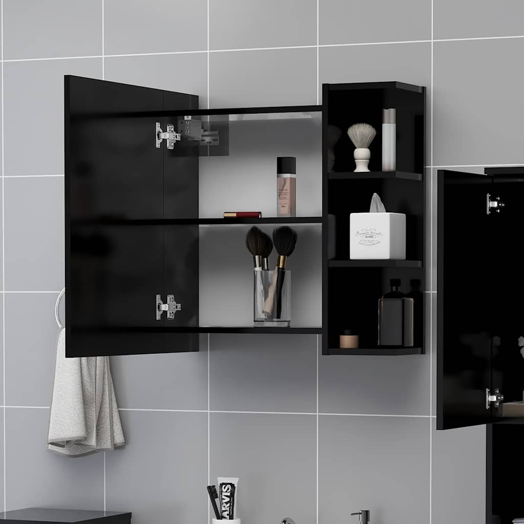 803309 vidaXL Bathroom Mirror Cabinet Black 62,5x20,5x64 cm Engineered Wood