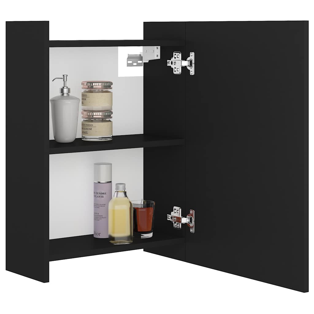 803309 vidaXL Bathroom Mirror Cabinet Black 62,5x20,5x64 cm Engineered Wood