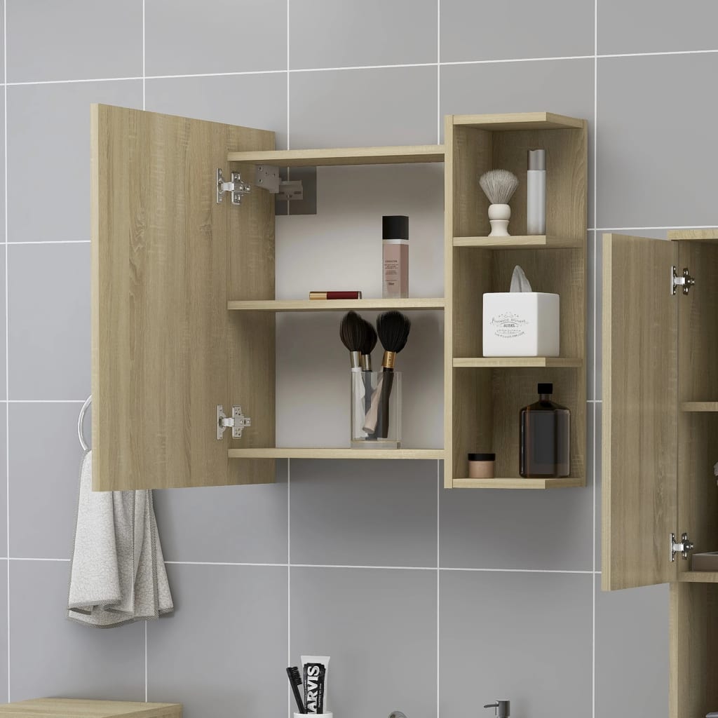 vidaXL Bathroom Mirror Cabinet Sonoma Oak 62.5x20.5x64 cm Engineered Wood