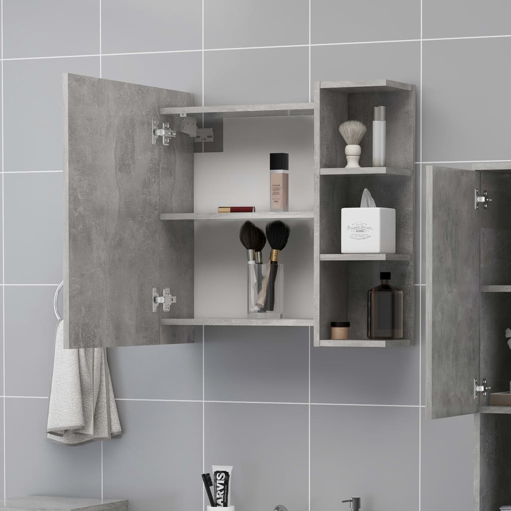 803312 vidaXL Bathroom Mirror Cabinet Concrete Grey 62,5x20,5x64 cm Engineered Wood