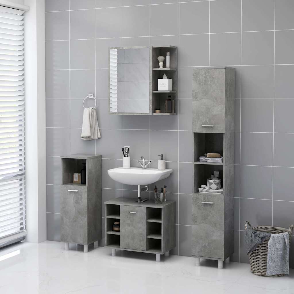 803312 vidaXL Bathroom Mirror Cabinet Concrete Grey 62,5x20,5x64 cm Engineered Wood