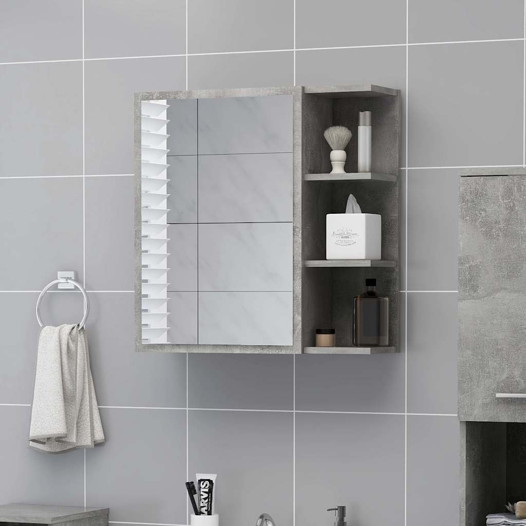 803312 vidaXL Bathroom Mirror Cabinet Concrete Grey 62,5x20,5x64 cm Engineered Wood