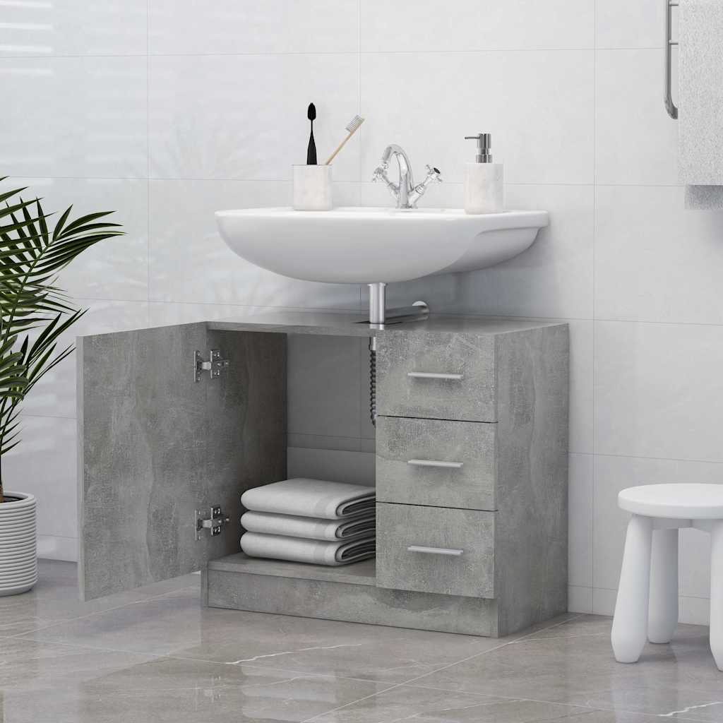 Sink Cabinet Concrete Grey 63x30x54 cm Engineered Wood