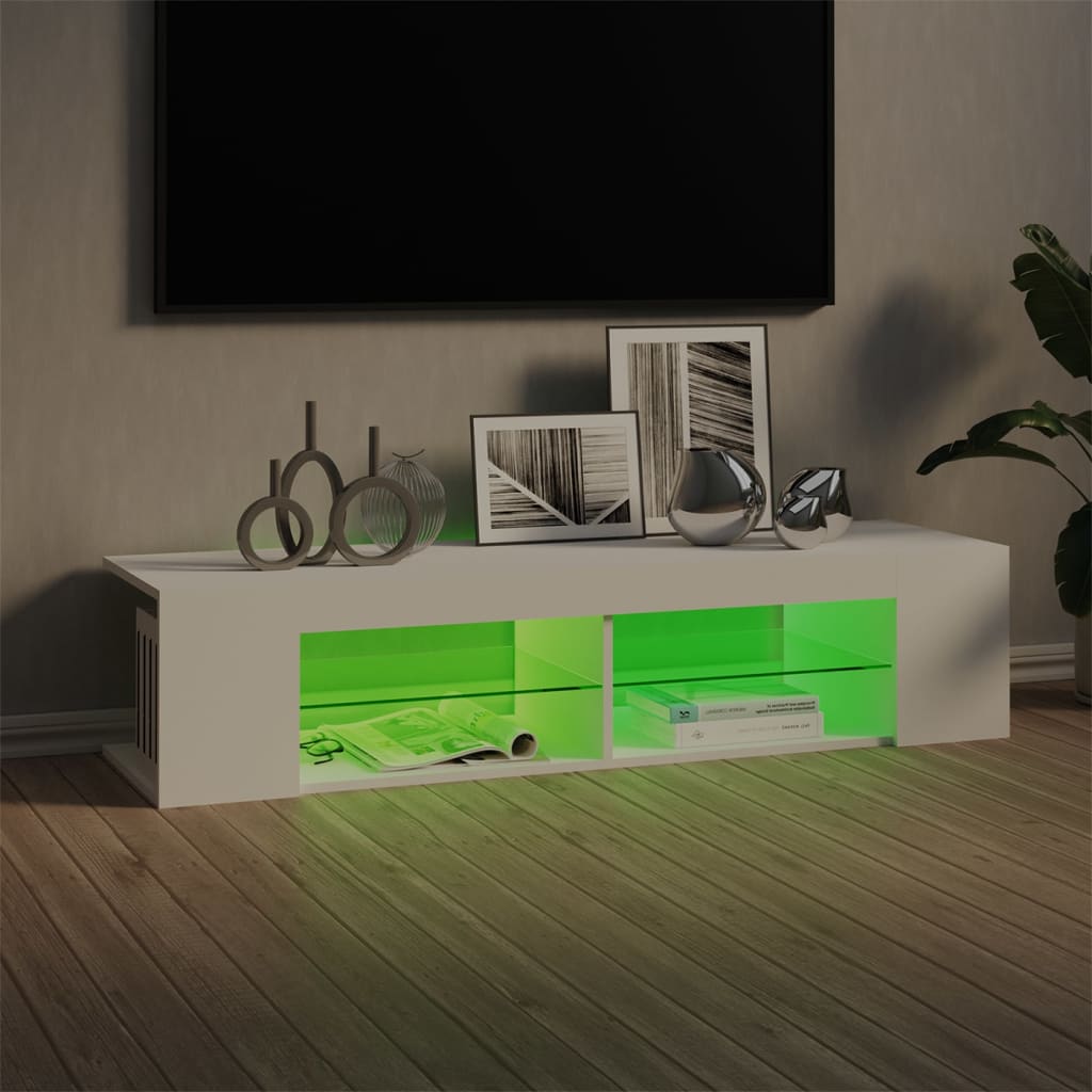 vidaXL TV Cabinet with LED Lights White 135x39x30 cm