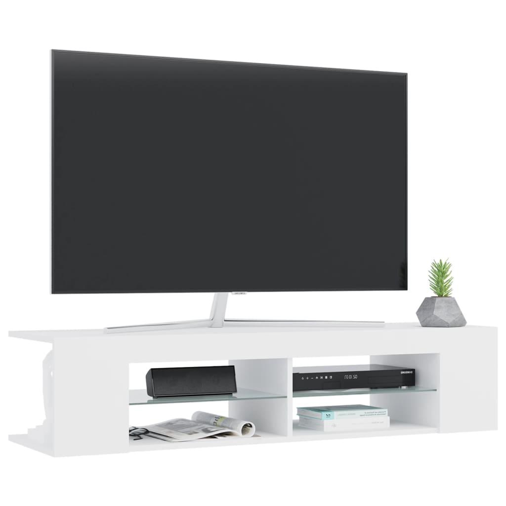 vidaXL TV Cabinet with LED Lights White 135x39x30 cm