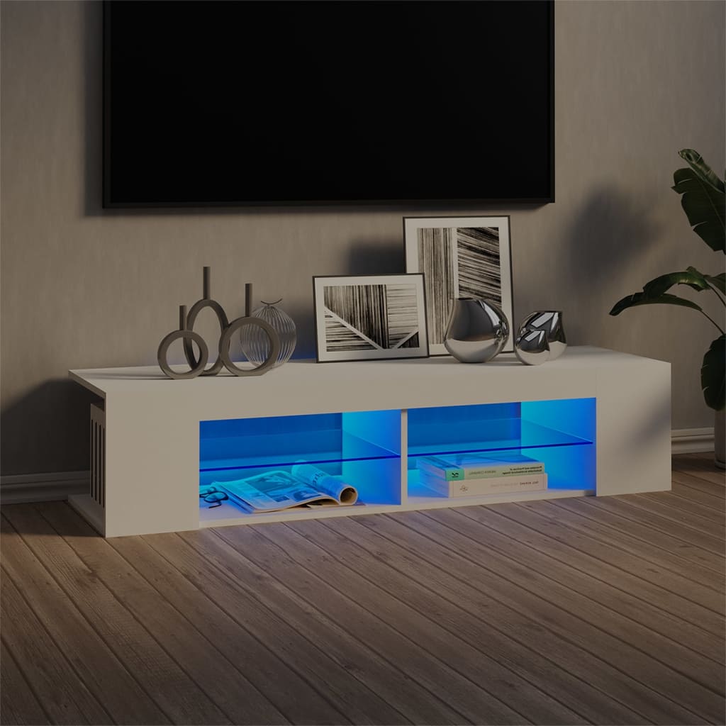 804229 vidaXL TV Cabinet with LED Lights White 135x39x30 cm