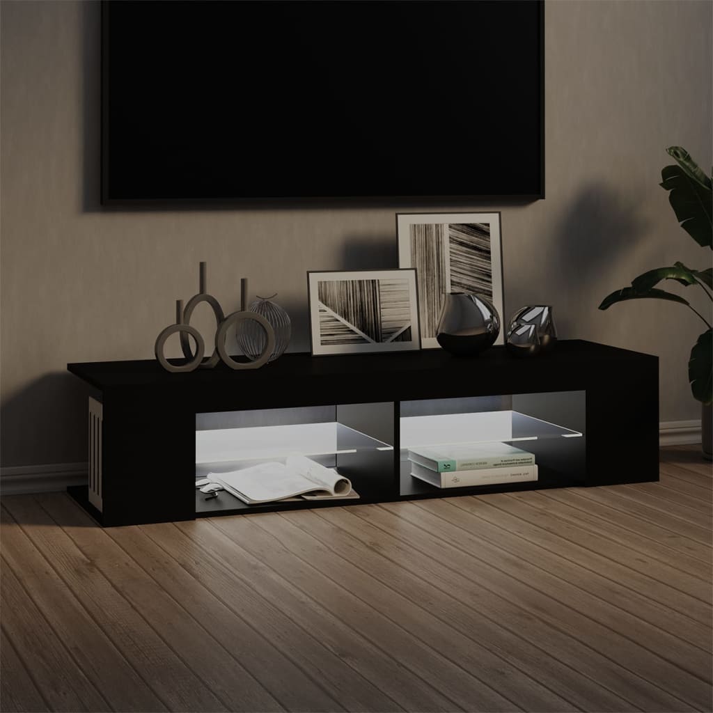 vidaXL TV Cabinet with LED Lights Black 135x39x30 cm