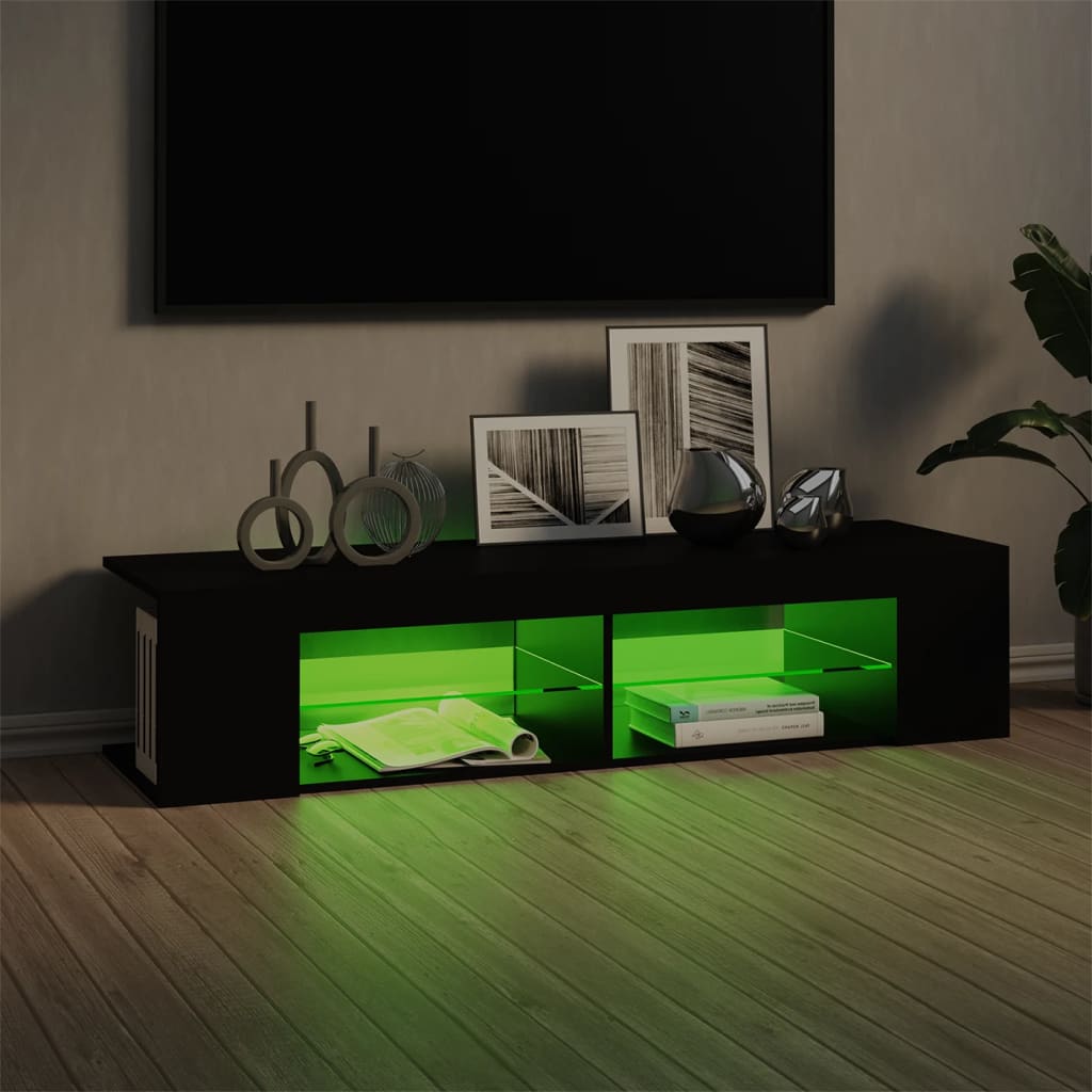 vidaXL TV Cabinet with LED Lights Black 135x39x30 cm