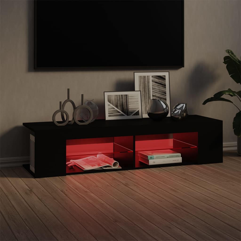 vidaXL TV Cabinet with LED Lights Black 135x39x30 cm