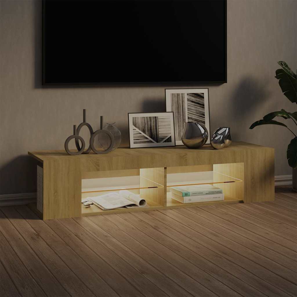 804232 vidaXL TV Cabinet with LED Lights Sonoma Oak 135x39x30 cm