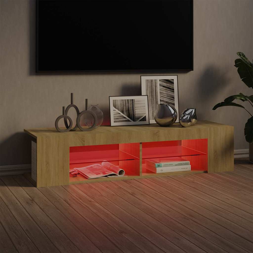 804232 vidaXL TV Cabinet with LED Lights Sonoma Oak 135x39x30 cm