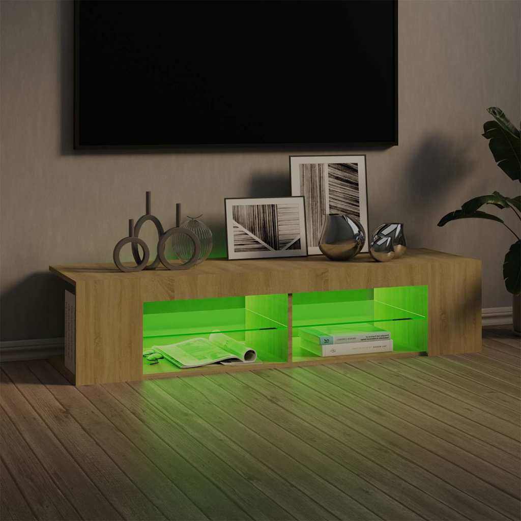 804232 vidaXL TV Cabinet with LED Lights Sonoma Oak 135x39x30 cm