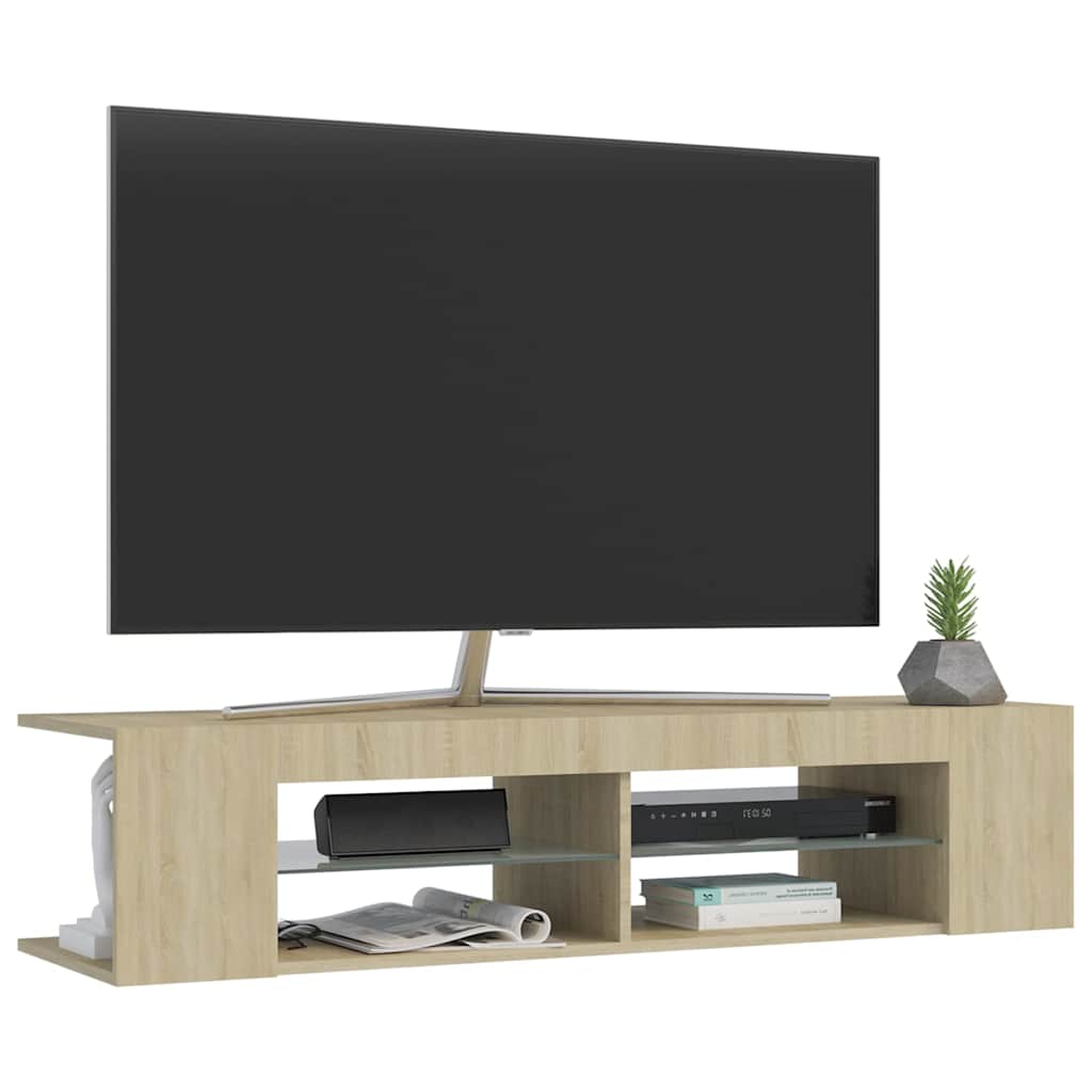 804232 vidaXL TV Cabinet with LED Lights Sonoma Oak 135x39x30 cm