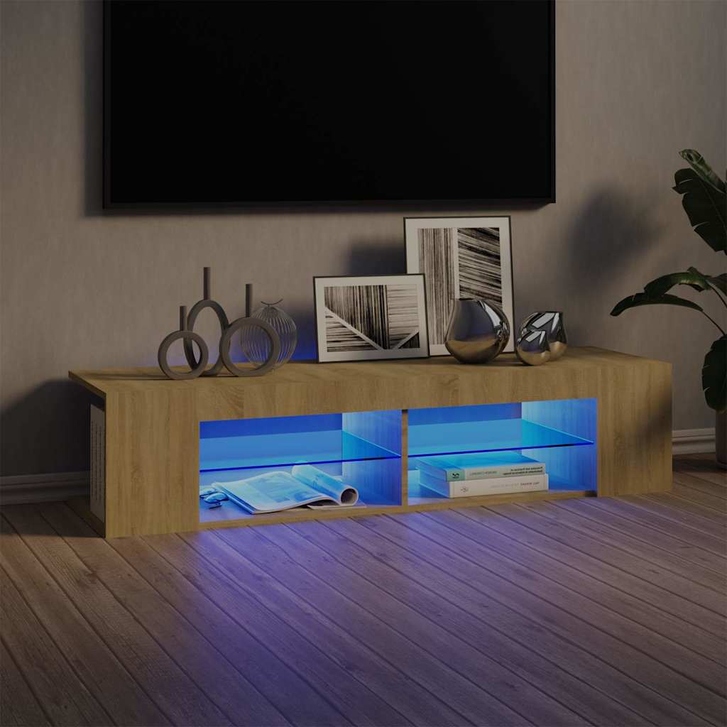 804232 vidaXL TV Cabinet with LED Lights Sonoma Oak 135x39x30 cm